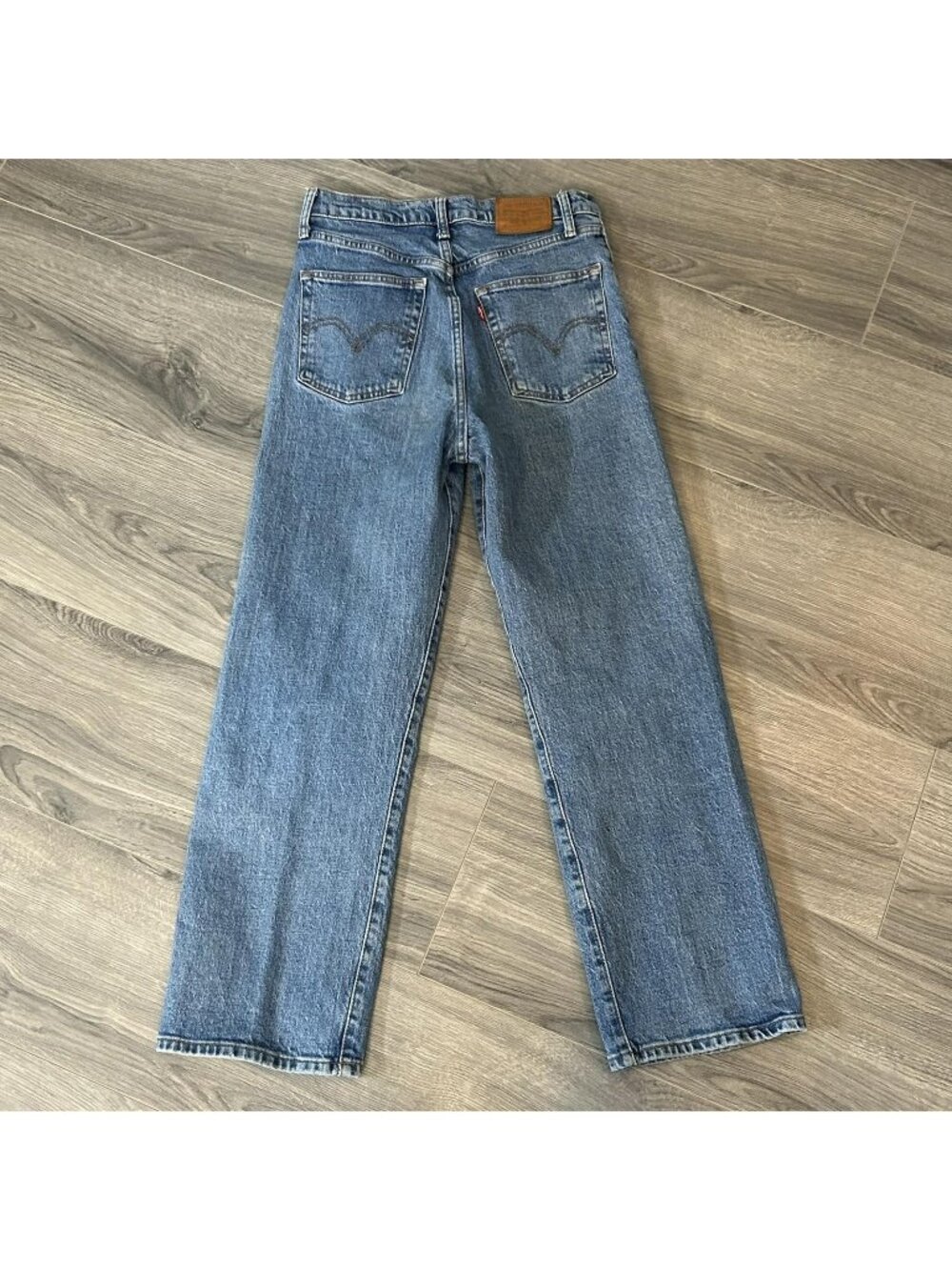 Levi's Ribcage Straight Ankle Jeans Womens 27 Blue High Rise Button Fly Big E